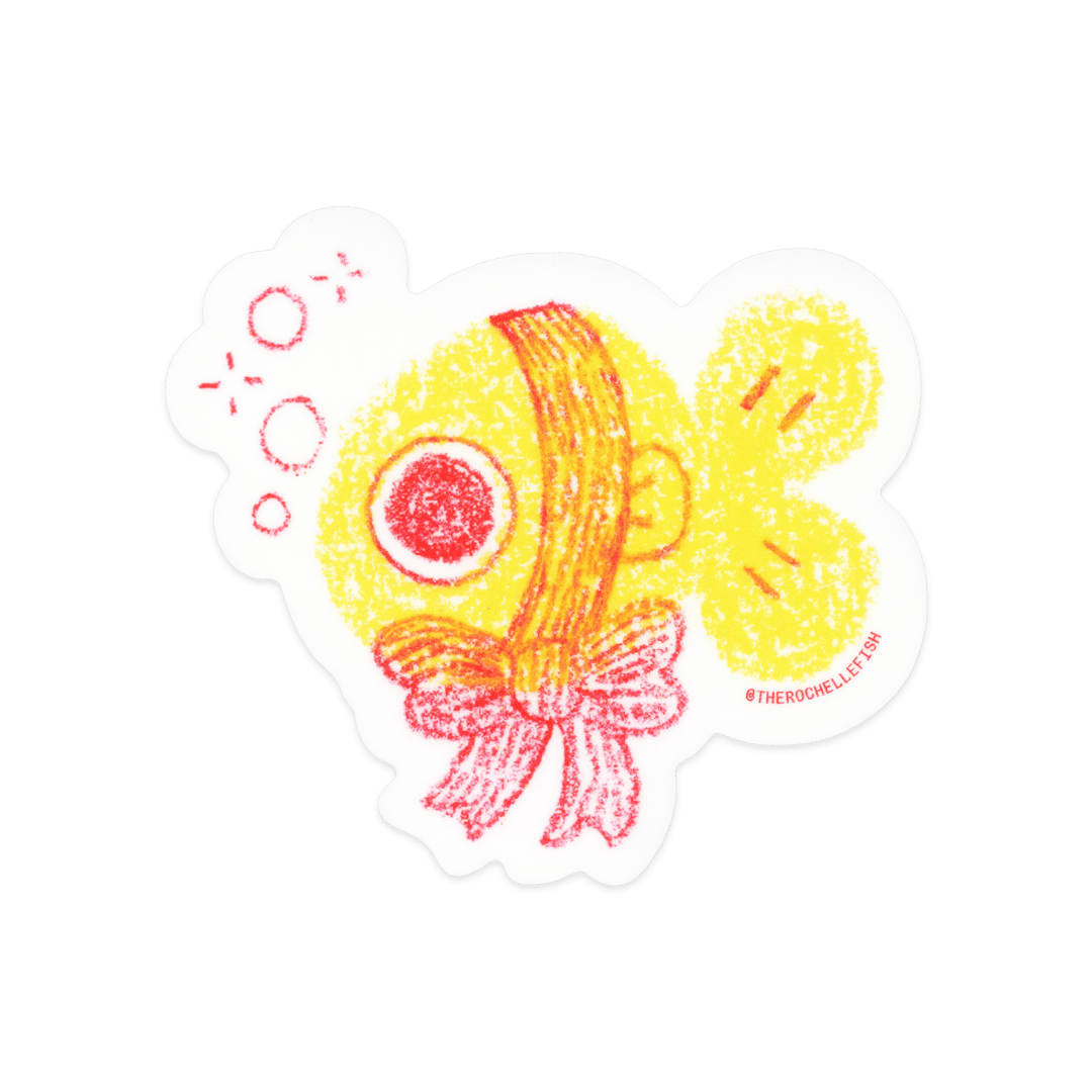 'Bow Fish' Flake Vinyl Sticker