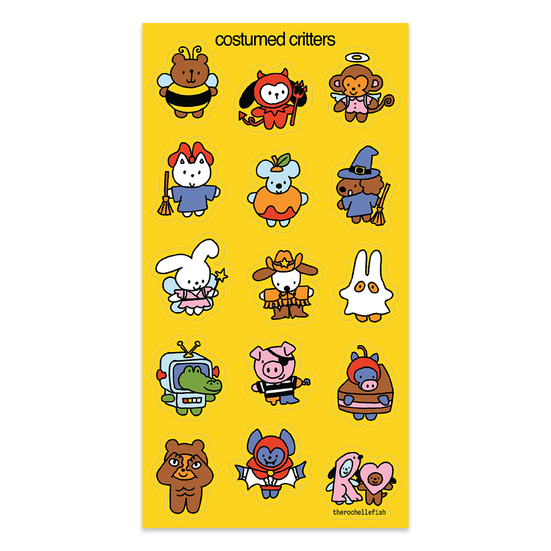 'Costumed Critters' ๐ญ Sticker Sheet
