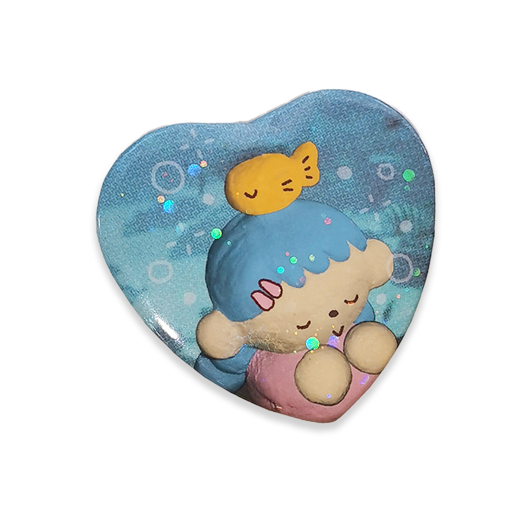 'Nap Time' Heart Button Pin
