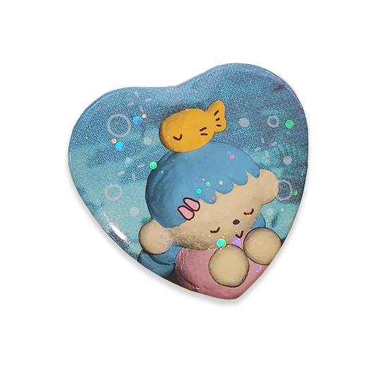 'Nap Time' Heart Button Pin