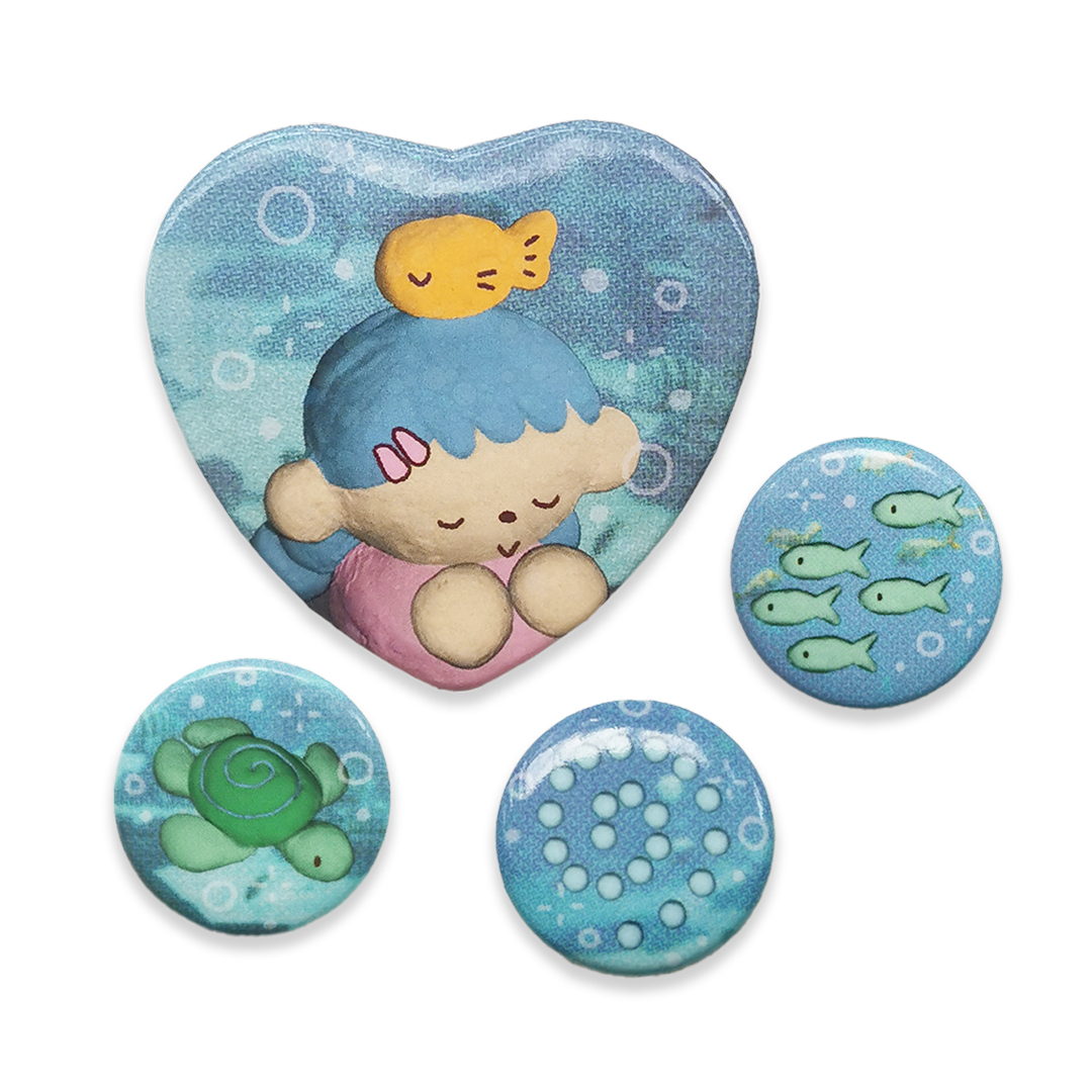 'Nap Time' Heart Button Pin