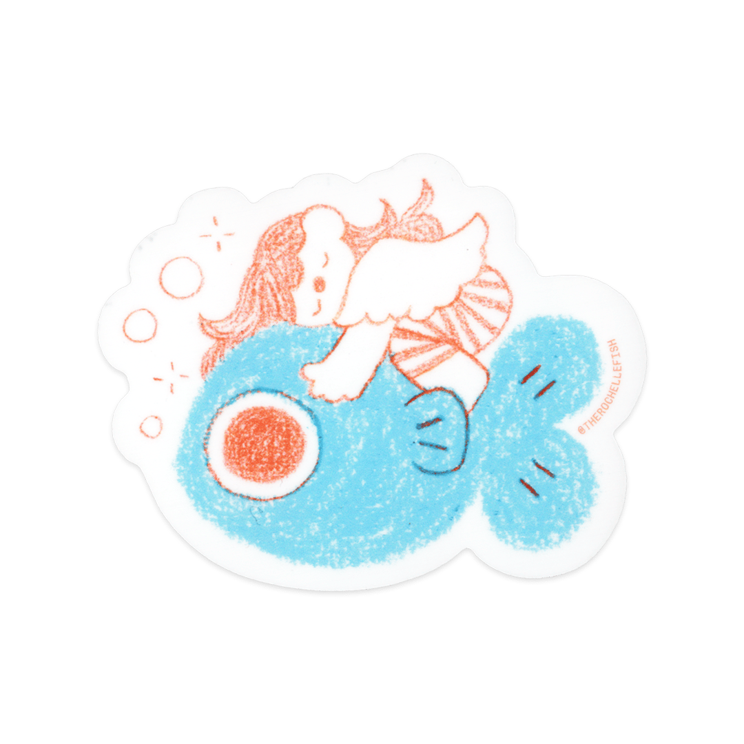 'Huggy Fish' Flake Vinyl Sticker
