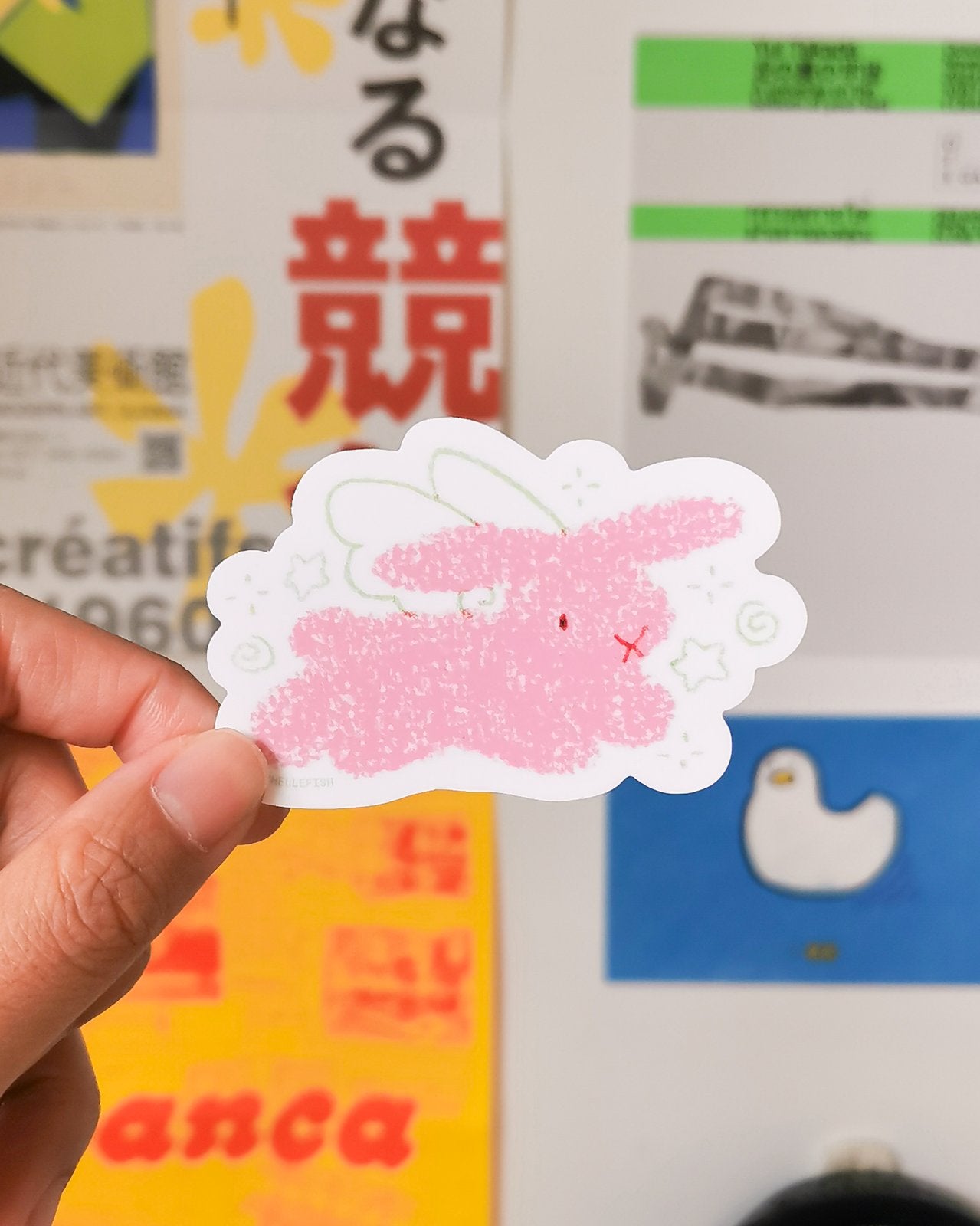 'Bunny Angel' Flake Vinyl Sticker