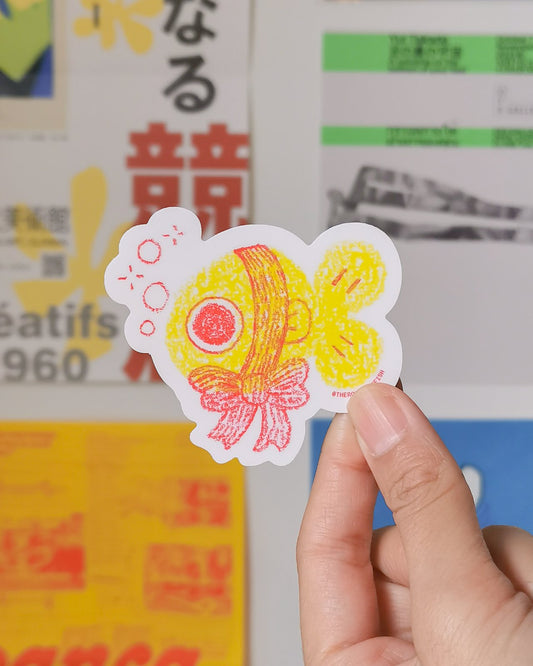 'Bow Fish' Flake Vinyl Sticker