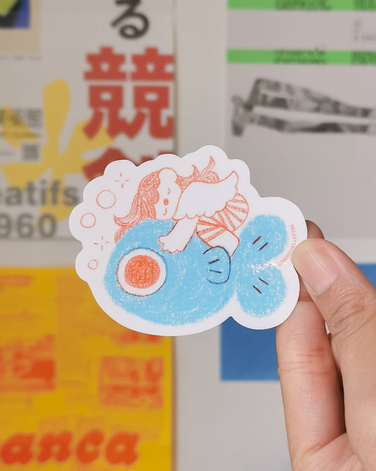 'Huggy Fish' Flake Vinyl Sticker