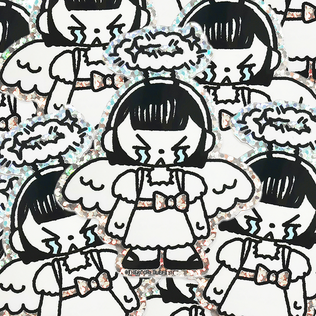 Crying Angel π§πͺ½ Flake Vinyl Sticker