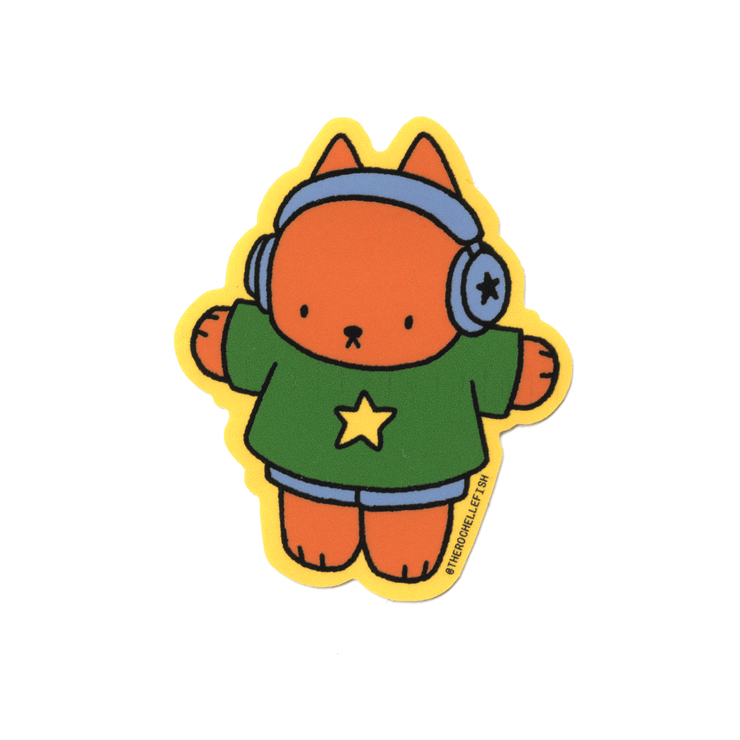 ‘Headphone Cat’ Flake Vinyl Sticker
