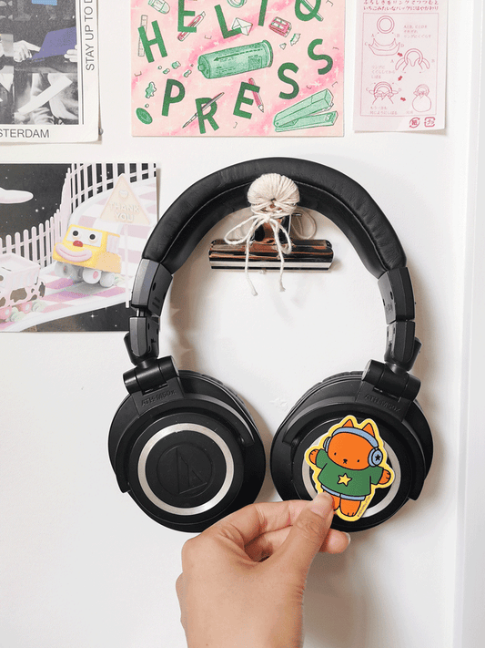 ‘Headphone Cat’ Flake Vinyl Sticker