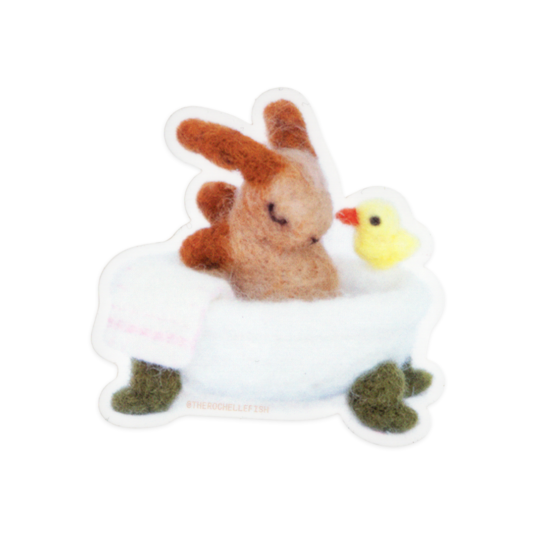 'Bath Time' 🐇🛁 Flake Vinyl Sticker