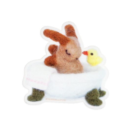 'Bath Time' 🐇🛁 Flake Vinyl Sticker