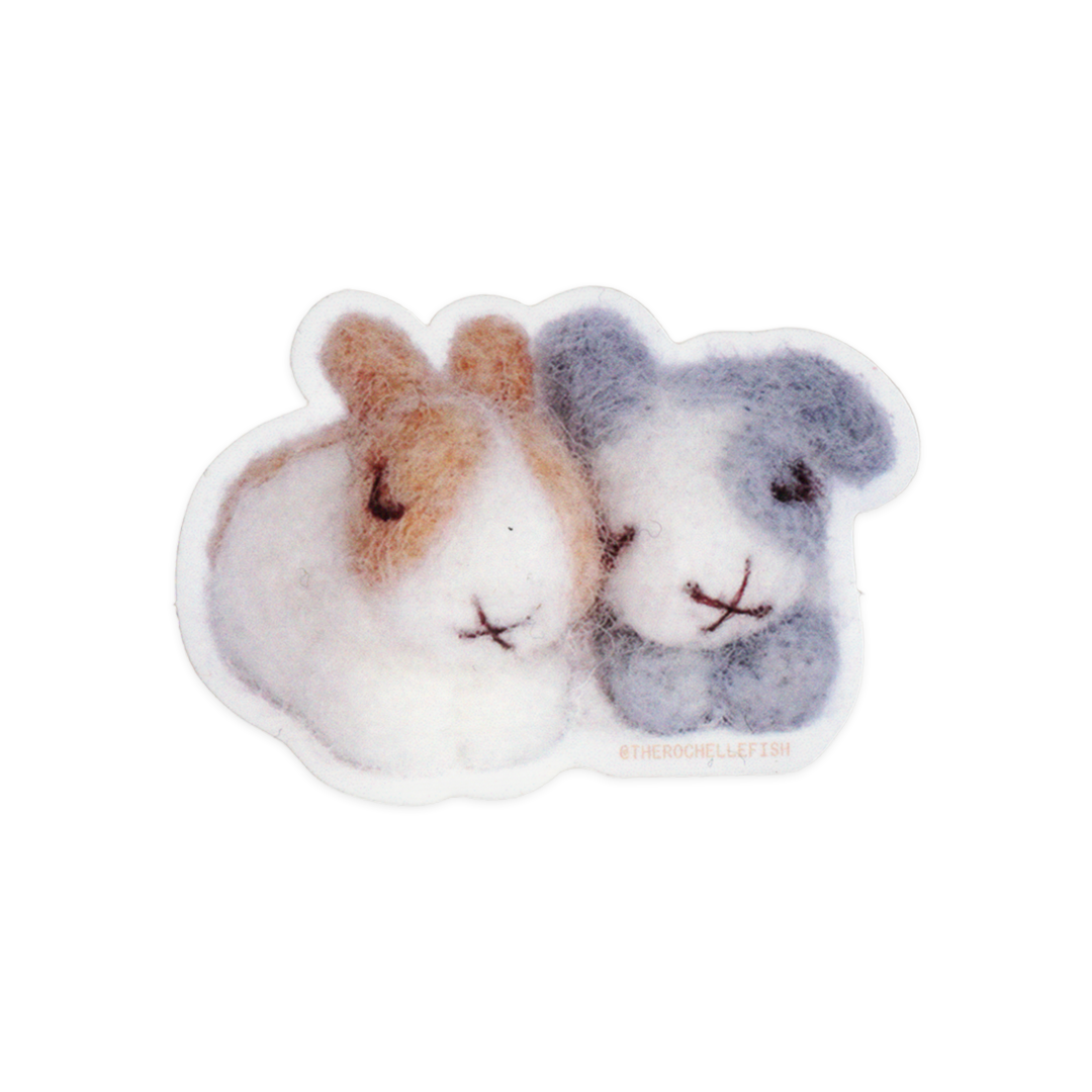 'Snuggle' 🐇🐇💗 Flake Vinyl Sticker