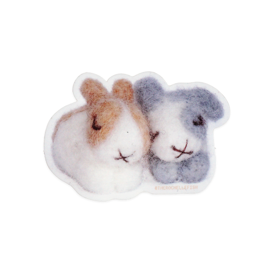'Snuggle' 🐇🐇💗 Flake Vinyl Sticker