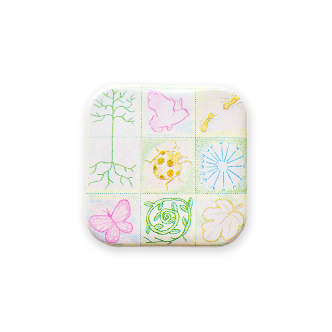 'Earth's Symphony' 🪲🌸🦋🌻 Square Button Pin