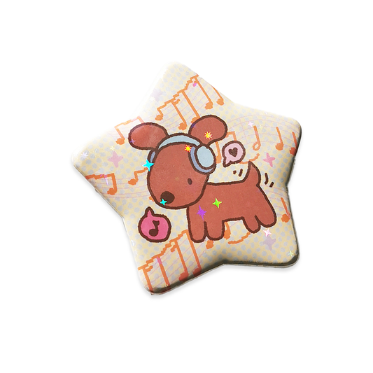'Bork!' Star Button Pin