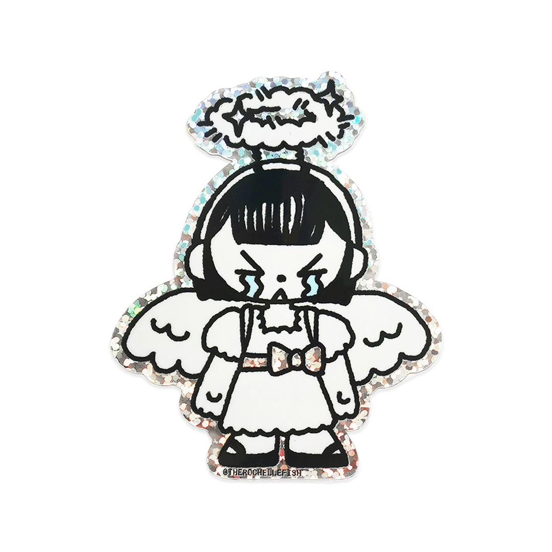 Crying Angel 💧🪽 Flake Vinyl Sticker