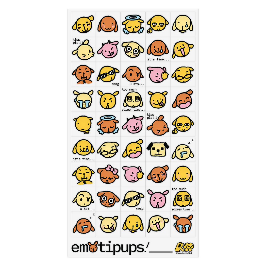 'Emotipups' 😋 Sticker Sheet [PREORDER]