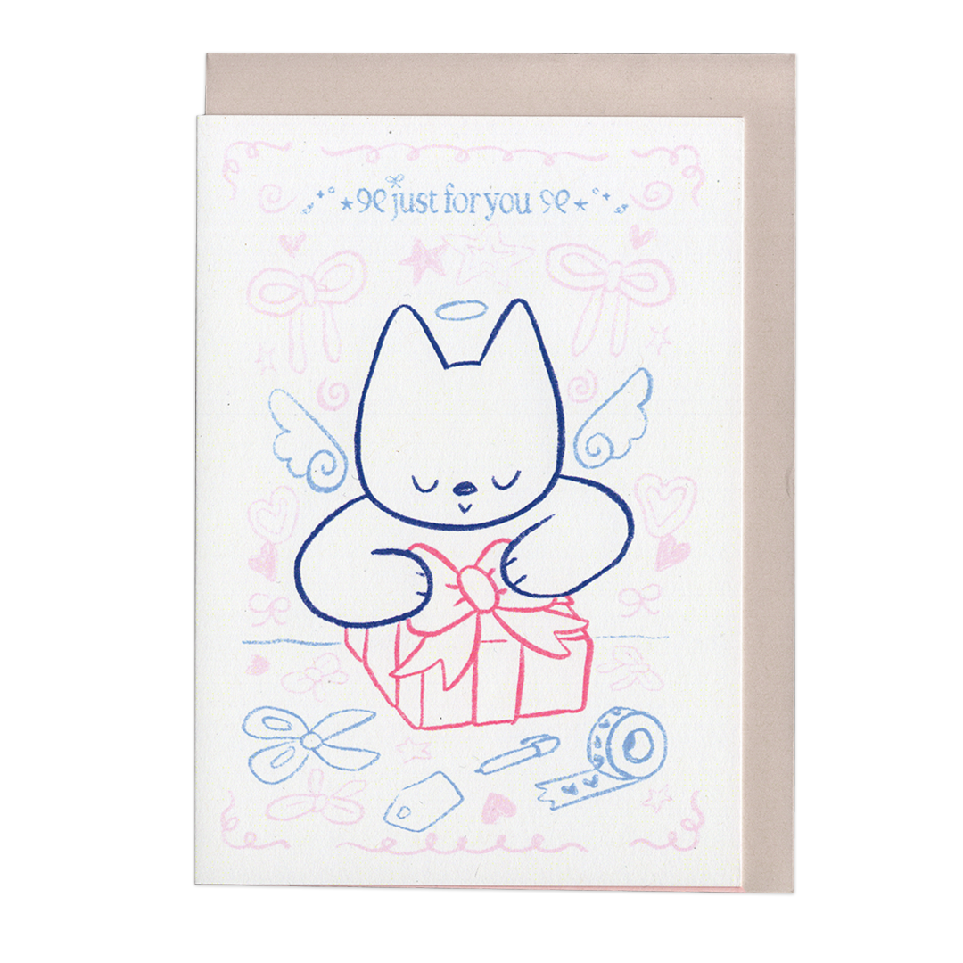 Wrapping Cat ♡ Greeting Card